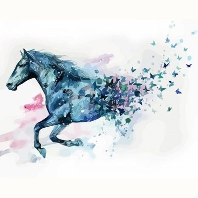 Horse And Butterflies Paint By Number