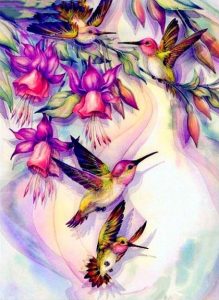 Adorable Hummingbirds paint by number