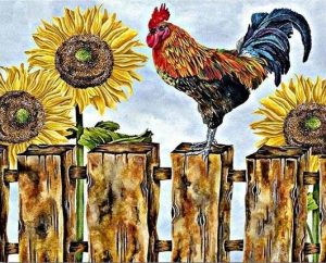 Cock With Sunflower Paint By Number