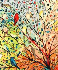 Colorful Birds On Tree Paint By Number
