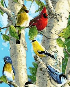 Colorful Cardinals Paint By Number