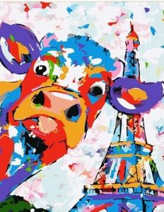 Colorful Cow At Paris Paint By Number