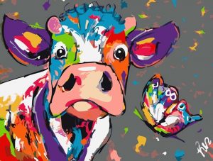 Cow With Butterfly Paint By Number