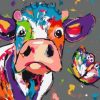 Cow With Butterfly Paint By Number