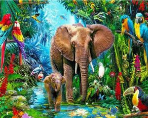 Elephants In The Jungle Paint By Number