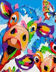 Exotic Colorful Cows Paint By Number