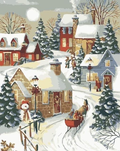 Village Sleigh Ride Paint By Number