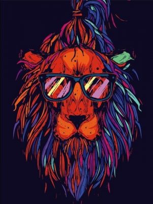 Lion Hipster paint by numbers