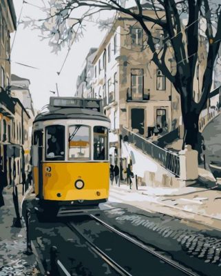 Lisbon Yellow bus paint by numbers