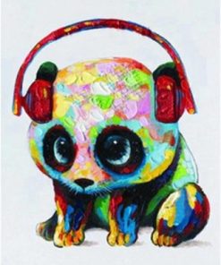 Mini Panda With Headphones Paint By Number
