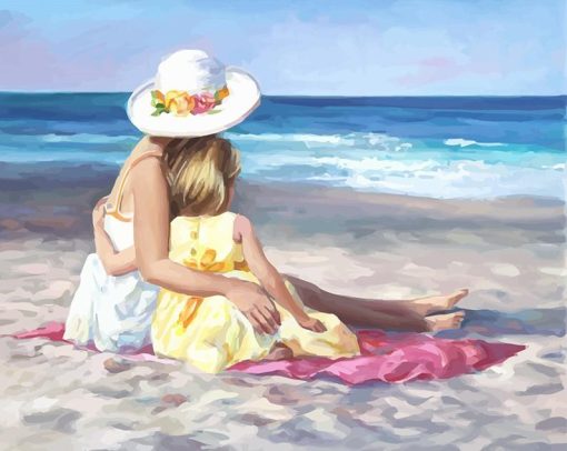 Mother and Daughter In Beach paint by numbers