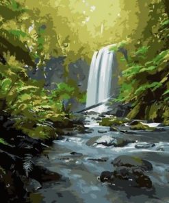 Peaceful Waterfall Scenery Paint By Number