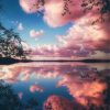 Pink Clouds In Lake Paint By Number