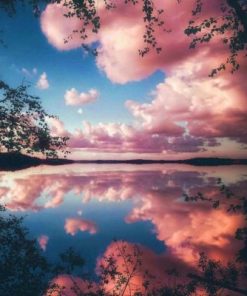 Pink Clouds In Lake Paint By Number