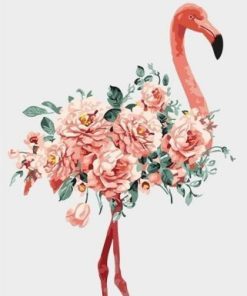 Pink Flower Flamingo Paint By Number
