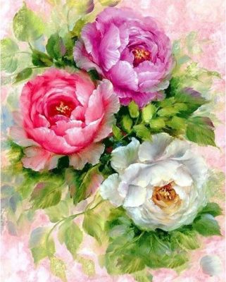 Pink Red And White Flowers Paint By Number