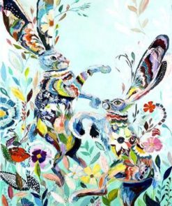 Rabbit Portrait Made Of Flowers Paint By Number