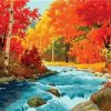 River Flows In Autumn Forest Paint By Number