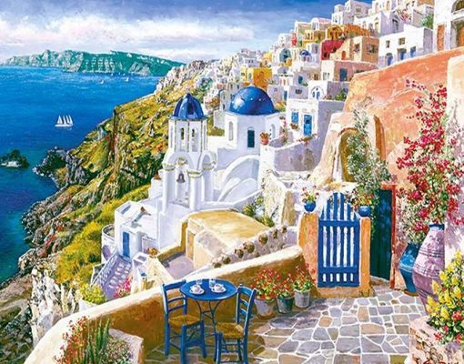 Santorini View Paint By Number