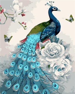 Sky Blue Peacock Paint By Numbers