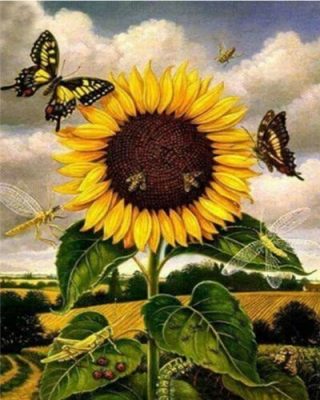 Sunflower And Butterflies Paint By Number