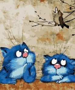 Two Funny Blue Cats Paint By Number