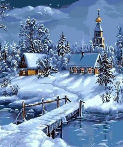 Winter In The Village Paint By Number