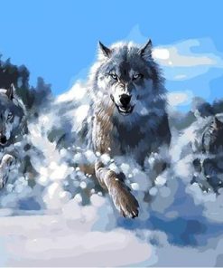 Wolf Pack In Snow Paint By Number