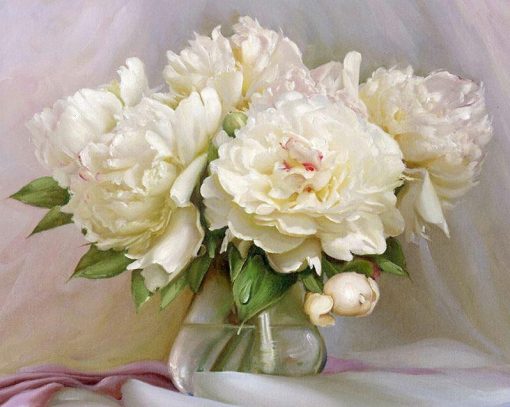 White Flowers In A Vase Paint By Number