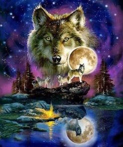 Wolf And Moon Paint By Number