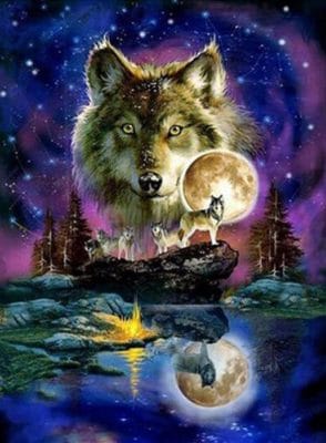 Wolf And Moon Paint By Number