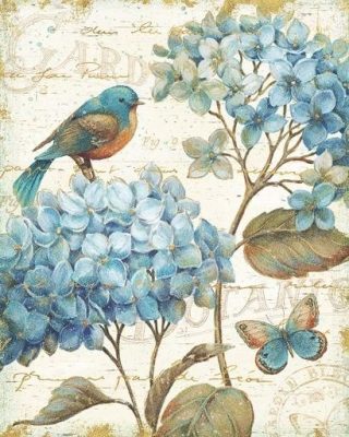 Blue Garden Birds Paint By Number