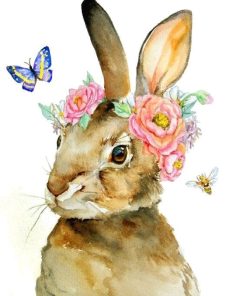 Bunny With Flowers Paint By Number