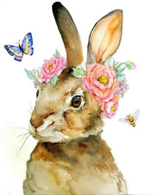 Bunny With Flowers Paint By Number