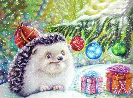 Christmas Hedgehog Paint By Number