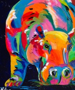 Colorful Hippo Paint By Number