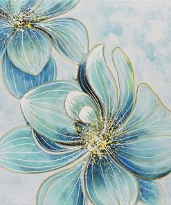 Light Blue Floral Paint By Number