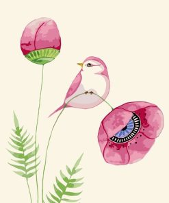Peony And Bird Paint By Number