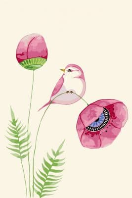 Peony And Bird Paint By Number