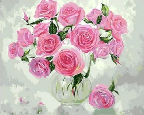 Pink Peony Roses Paint By Number