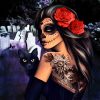 Skull Lady With Cat Paint By Number