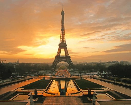 Eiffel Tower At Sunset Paint By Number