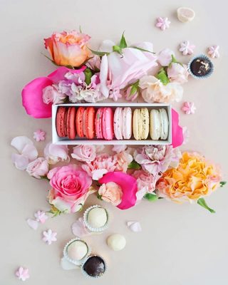 Pink Macarons With Flowers Paint By Number