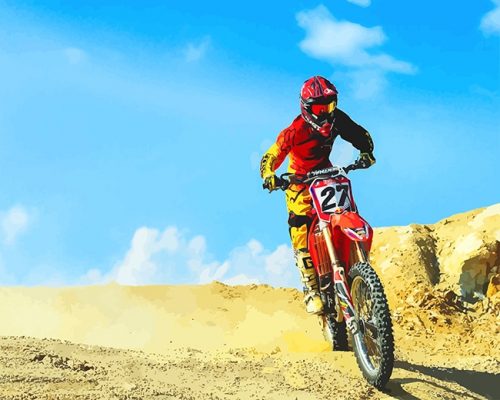 Red Dirt Bike Desert Paint By Number