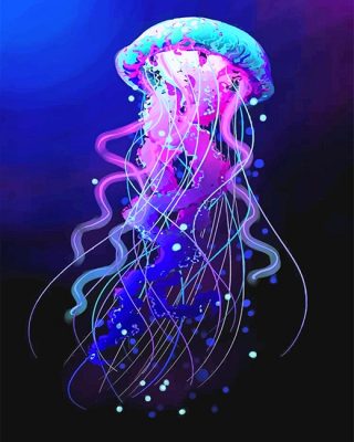 Blue And Purple Jellyfish Paint By Number