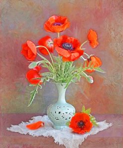 Classy Vase With Orange Flowers Paint By Number