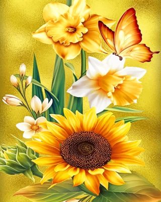 Beautiful Yellow Flowers Paint By Number