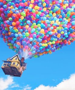 Colorful Balloons Flying House Paint By Number