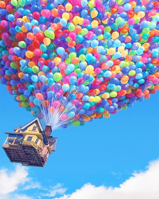 Colorful Balloons Flying House Paint By Number