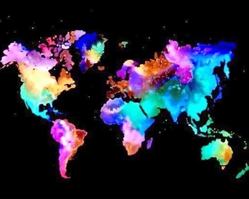 Colorful World Map Paint By Number